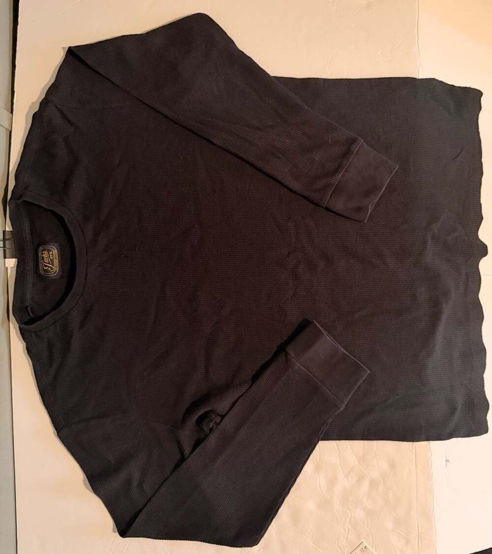 Jachs Mfg Classic Men's Black Thermal Waffle Knit Crewneck Shirt Size L